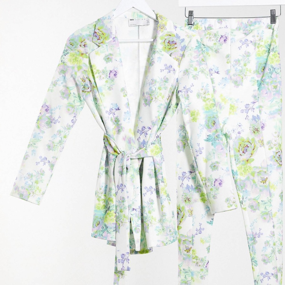Floral Stretchy Two Piece Suit